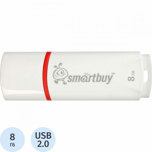 Флешка Smartbuy Crown USB 2.0 8GB (SB8GBCRW-W) (белый) 1
