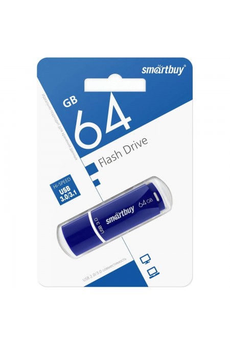 Флешка Smartbuy Crown USB 3.0 64GB (SB64GBCRW-BL) (синий) 1