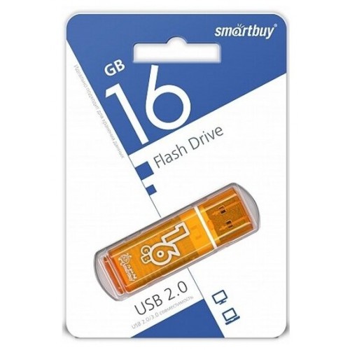 Флешка Smartbuy Glossy USB 2.0 16GB (SB16GBGS-Or) (оранжевый) 