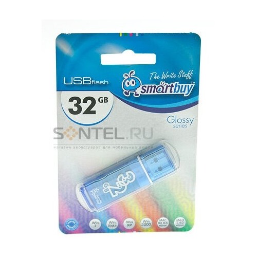 Флешка SmartBuy Glossy USB 2.0 32GB (SB32GBGS-B) (голубой) 2