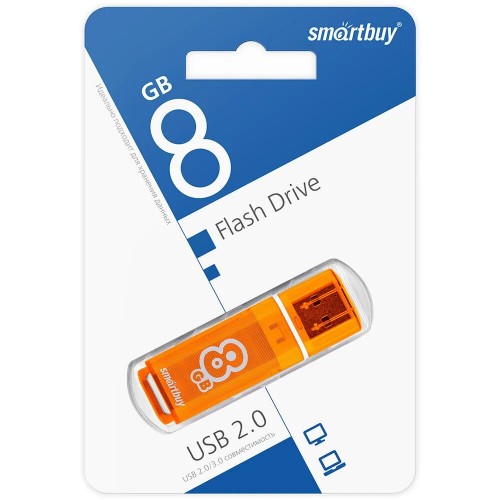 Флешка SmartBuy Glossy USB 2.0 8GB (SB8GBGS-Or) (оранжевый) 