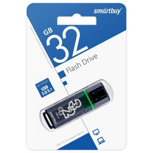 Флешка Smartbuy Glossy USB 3.0 32GB (SB32GBGS-DG) (темно-серый) 1
