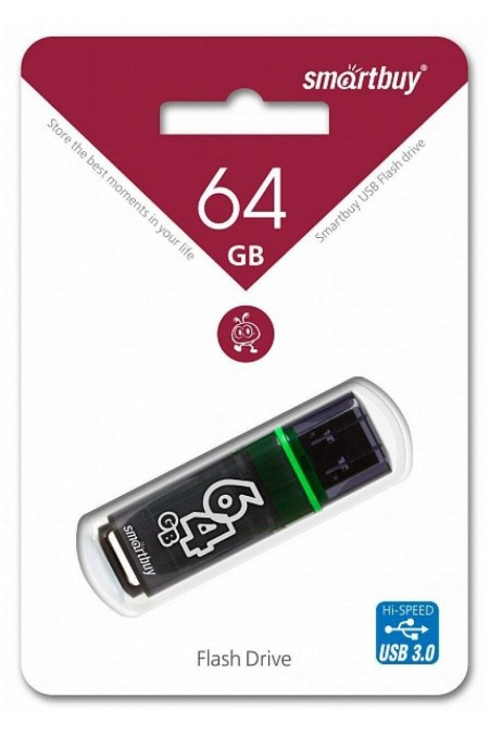 Флешка Smartbuy Glossy USB 3.0 64GB (SB64GBGS-DG) (темно-серый) 