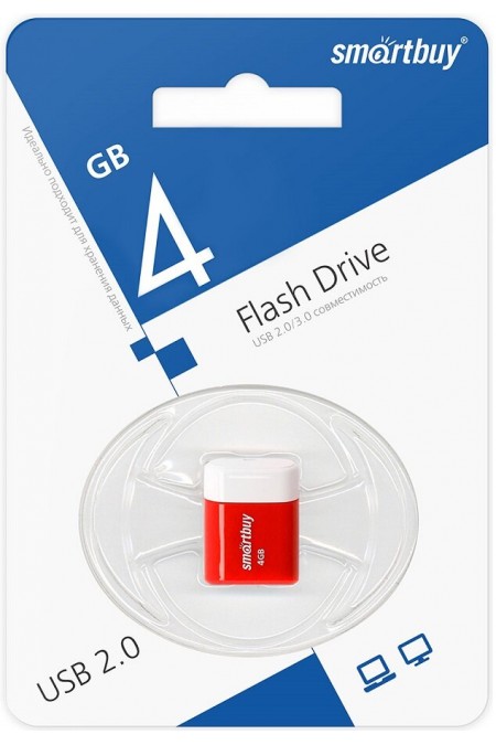 Флешка SmartBuy LARA USB 2.0 4GB (SB4GbLara-R) (красный/белый) 1