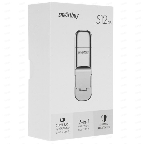 Флешка SMARTBUY M5 Dual Type-C/Type-A UFD 3.2 Gen.2 512GB (SB512GBM5) (серебристый) 6