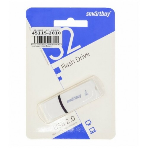 Флешка Smartbuy Paean USB 2.0 32GB (SB32GBPN-W) (белый) 1
