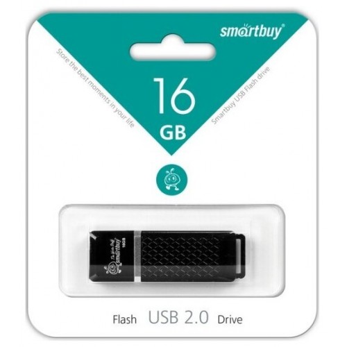 Флешка SmartBuy Quartz USB 2.0 16GB (SB16GBQZ-K) (черный) 