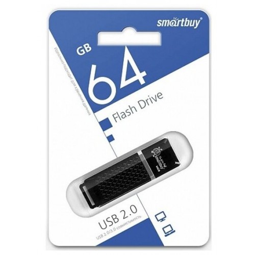 Флешка Smartbuy Quartz USB 2.0 64GB (SB64GBQZ-K) (черный) 