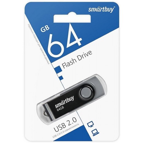 Флешка SMARTBUY (SB064GB2TWK) UFD 2.0 64GB (черный) 1