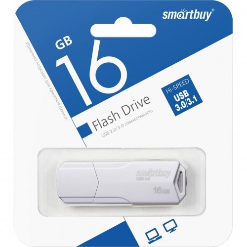 Флешка SMARTBUY (SB16GBCLU-W3) UFD 3.0/3.1 16GB (белый) 