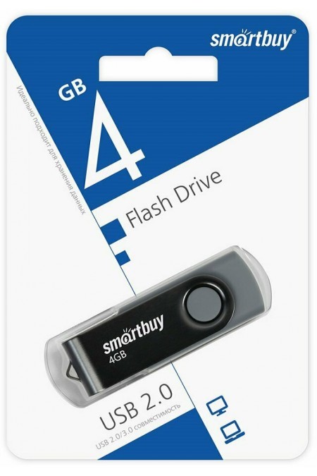 Флешка SmartBuy Twist USB 2.0 4GB (SB004GB2TWK) (черный) 1