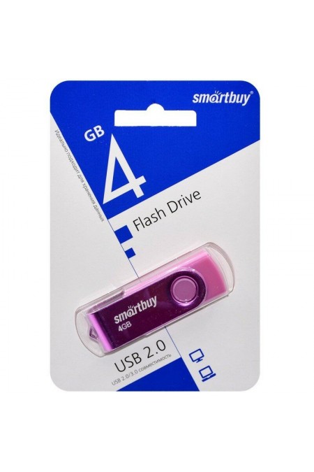 Флешка SmartBuy Twist USB 2.0 4GB (SB004GB2TWP) (розовый) 4