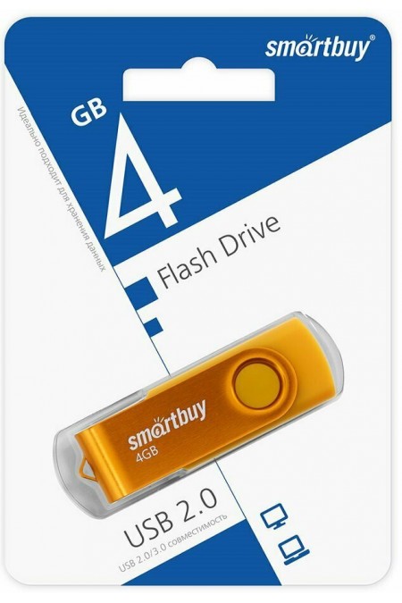 Флешка SmartBuy Twist USB 2.0 4GB (SB004GB2TWY) (желтый) 1