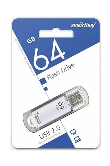 Флешка Smartbuy V-Cut USB 2.0 64GB (SB64GBVC-S) (серебристый) 