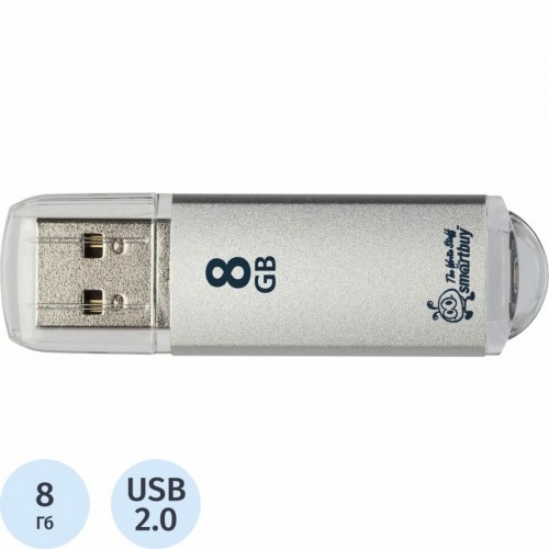 Флешка SmartBuy V-Cut USB 2.0 8 GB (SB8GBVC-S) (серебристый) 