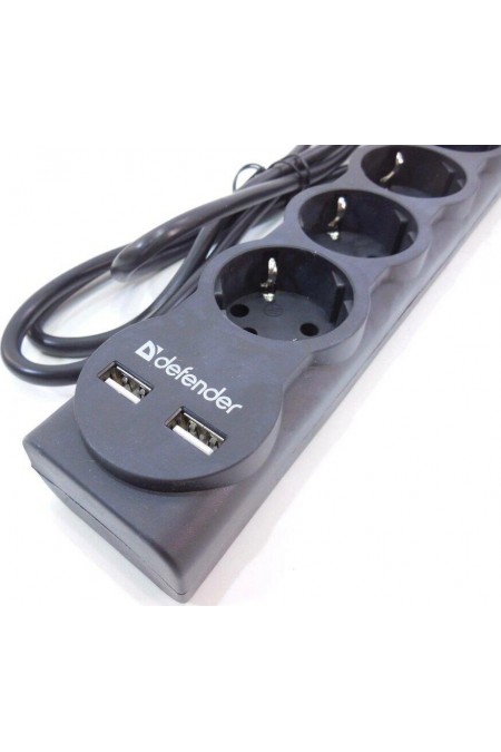 Сетевой фильтр Defender 99751 5 розеток 1.8 м (черный) 3