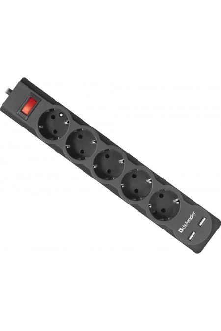 Сетевой фильтр Defender 99751 5 розеток 1.8 м (черный) 6
