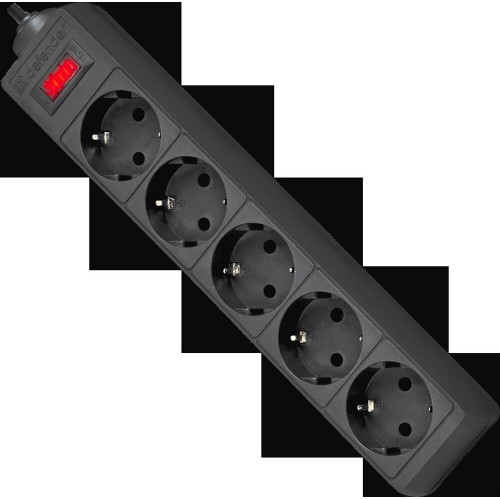 Сетевой фильтр DEFENDER (99486) ES сет.фильтр 5роз - 5м (черный) 12