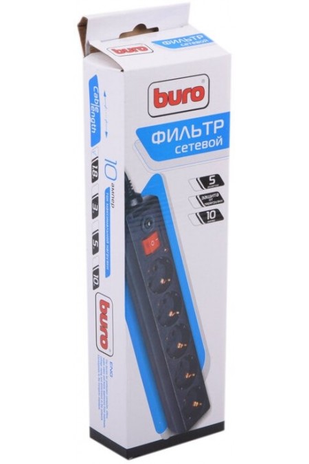 Сетевой фильтр Buro 500SH-1.8-B 5 розеток 1.8 м (черный) 6