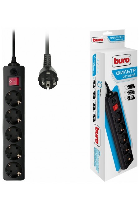 Сетевой фильтр Buro 500SH-1.8-B 5 розеток 1.8 м (черный) 7