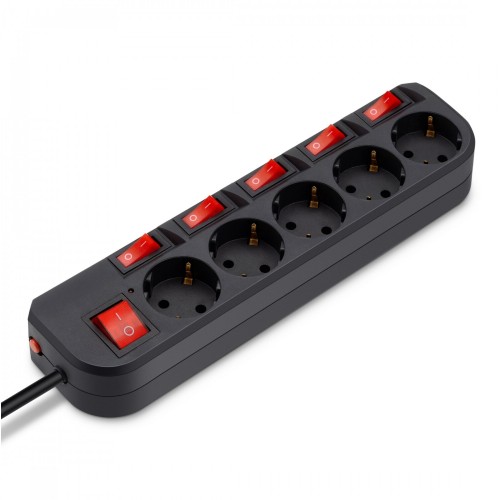 Сетевой фильтр Buro 500SH-1.8-SW-B 5 розеток 1.8 м (черный) 