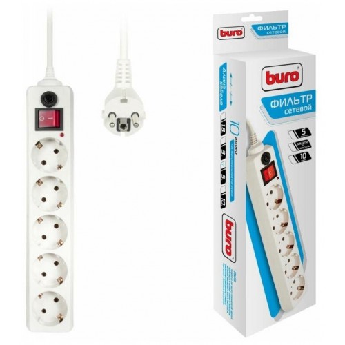 Сетевой фильтр Buro 500SH-5-SW-W 5 розеток 5 м (белый) 1