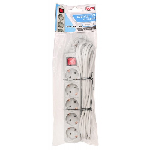 Сетевой фильтр Buro 500SL-5-G 5 розеток 5 м (серый) 7