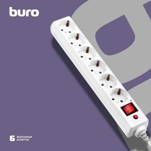 Сетевой фильтр Buro 600SH-16-1.8-W 6 розеток 1.8 м (белый) 2