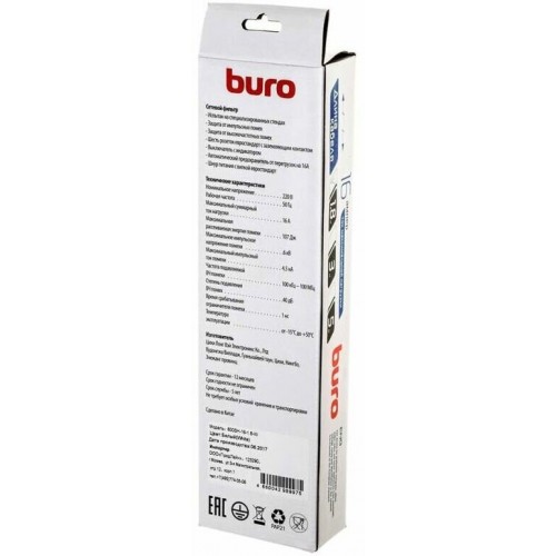 Сетевой фильтр Buro 600SH-1.8-W 6 розеток 1.8 м (белый) 4