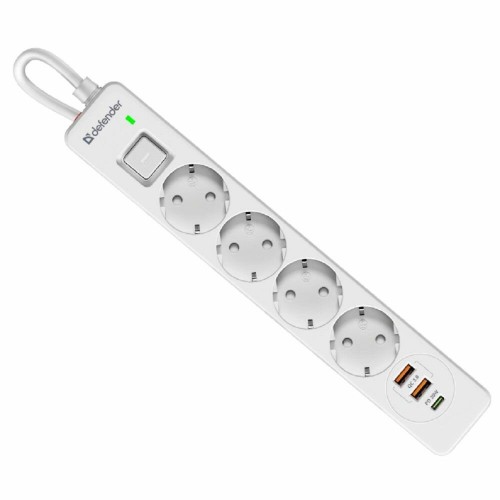 Сетевой фильтр Defender 99434 4 розетки 3 м (белый) 