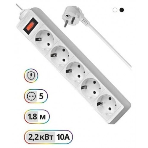 Сетевой фильтр Defender 99481 5 розеток 1.8 м (белый) 