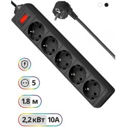 Сетевой фильтр Defender 99484 5 розеток 1.8 м (черный)