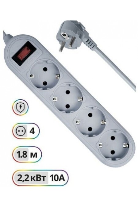 Сетевой фильтр Defender 99487 4 розетки (серый) 