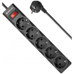 Сетевой фильтр Defender 99498 5 розеток 3 м (черный)