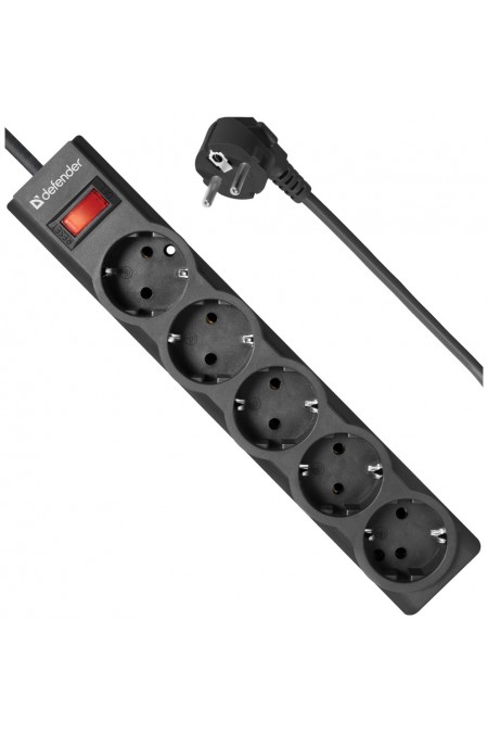 Сетевой фильтр Defender 99498 5 розеток 3 м (черный) 