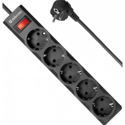 Сетевой фильтр Defender ES largo (99497) 5 розеток 1.8 м (черный)