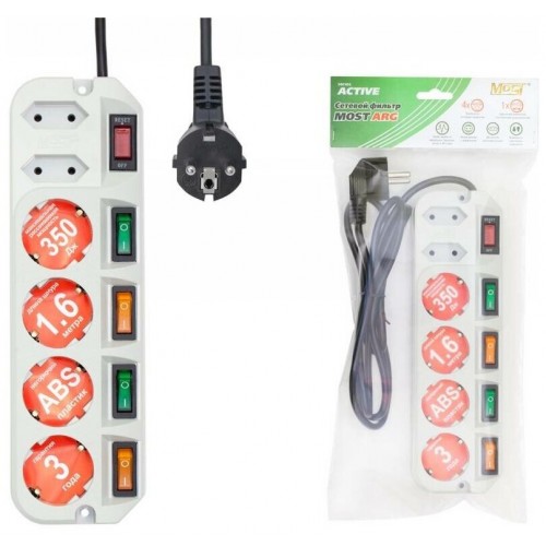 Сетевой фильтр MOST ARG-BOX 6 розеток 3 м (белый) 