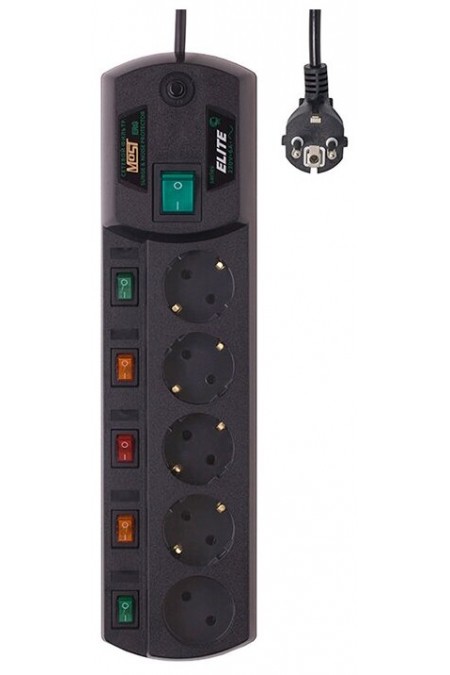 Сетевой фильтр MOST Elite ERG 5 розеток 2 м (черный) 1