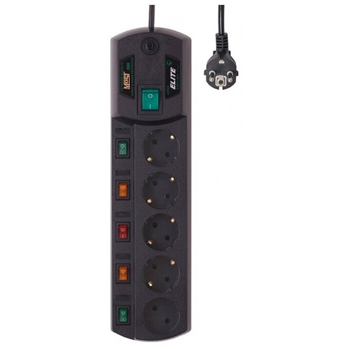 Сетевой фильтр MOST Elite ERG 5 розеток 2 м (черный) 1