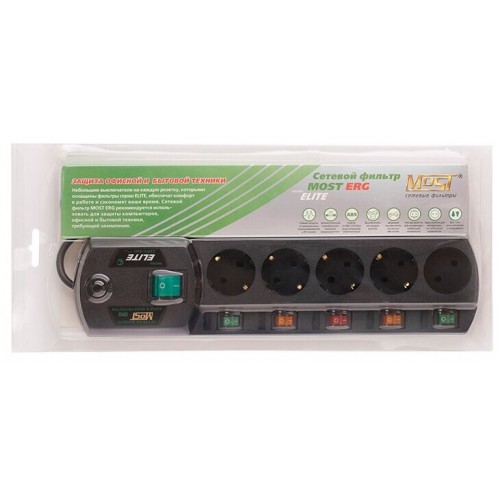 Сетевой фильтр MOST Elite ERG 5 розеток 5 м (черный) 3