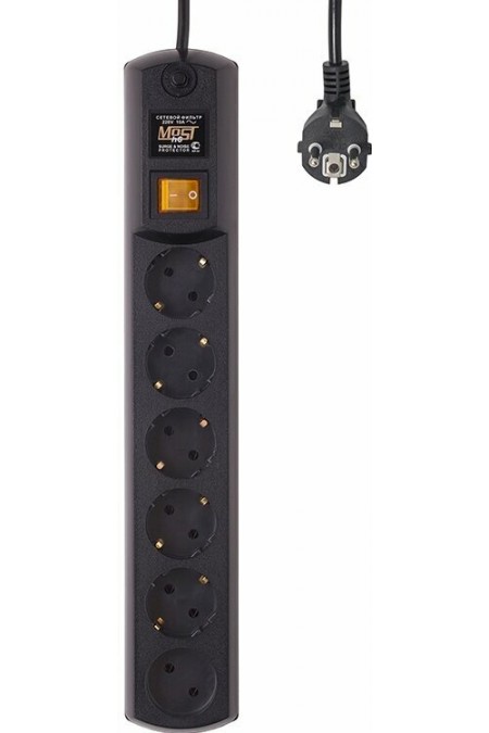 Сетевой фильтр MOST Hard H6 6 розеток 2 м (черный) 