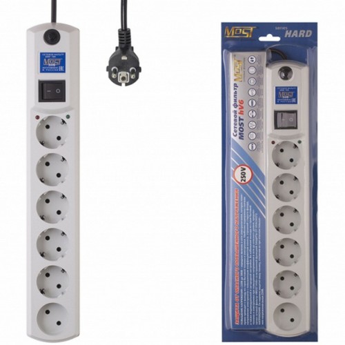 Сетевой фильтр MOST Hard HV6 6 розеток 2 м (белый) 