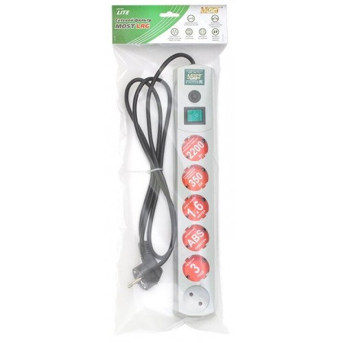 Сетевой фильтр MOST Lite LRG 6 розеток 1.6 м (белый) 1