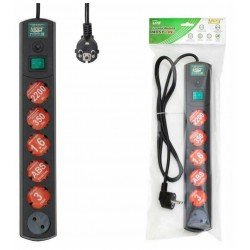 Сетевой фильтр Most LRG 1.6м (6 розеток) (пакет ПЭ) (черный)