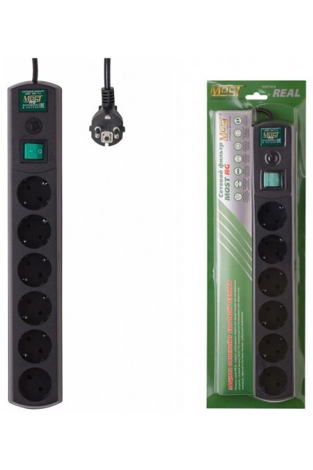 Сетевой фильтр MOST Real RG 6 розеток 2 м (черный) 