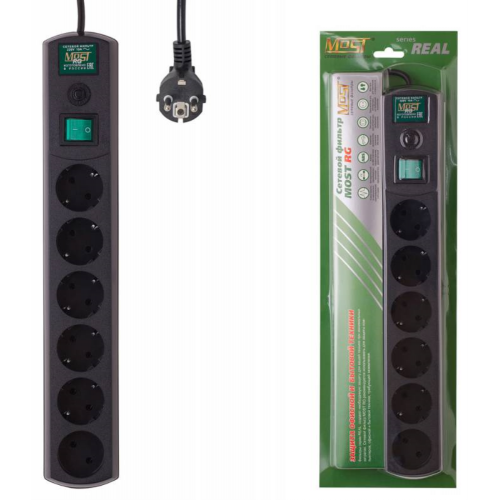 Сетевой фильтр MOST Real RG 6 розеток 2 м (черный) 7