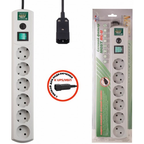 Сетевой фильтр MOST Real RG-U 6 розеток 3 м (белый) 5