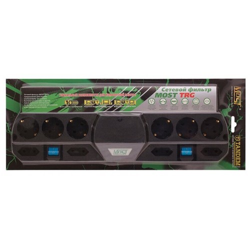 Сетевой фильтр MOST Tandem TRG 10 розеток 2 м (черный) 2