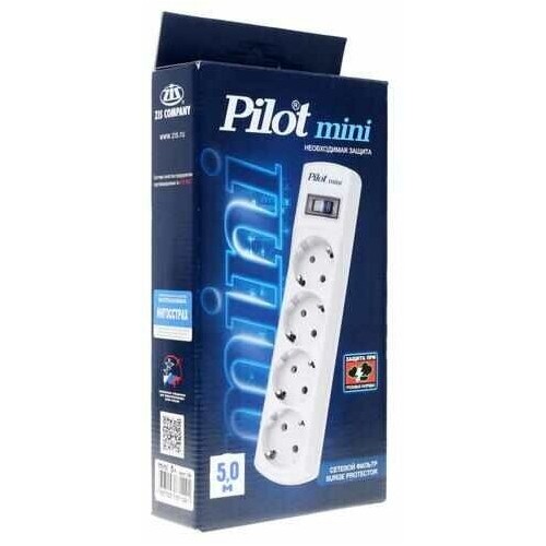 Сетевой фильтр Pilot mini 4 розетки 1.8 м (белый) 8