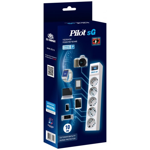 Сетевой фильтр Pilot SG 5 розеток 10 м (белый) 8